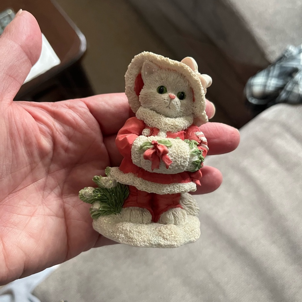 Adorable Cat Figurine in Red Outfit